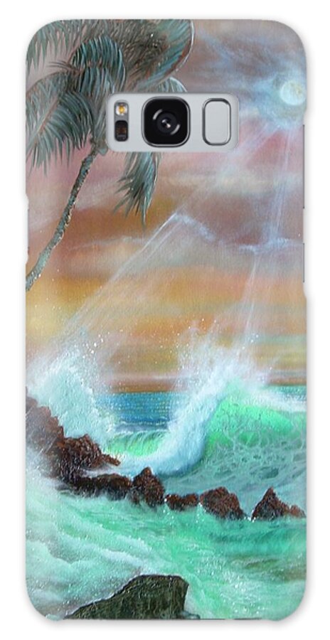 Hawaii Sunset Galaxy Case featuring the painting Hawaii Sunset by Leland Castro