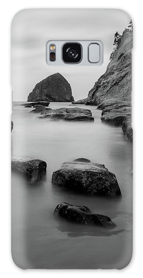 Oregon Galaxy Case featuring the photograph Haystack Rock in BW by Jedediah Hohf