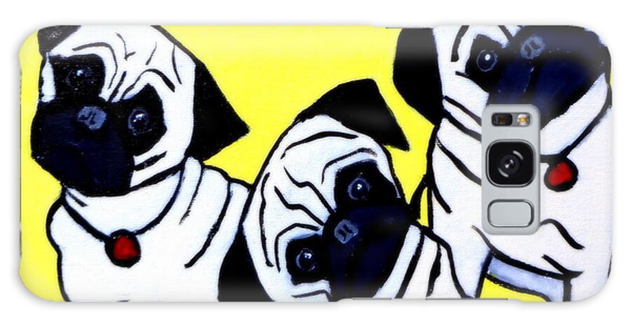 Pug Galaxy Case featuring the painting Head Tilt 3 Pug Puppies by Katy Hawk