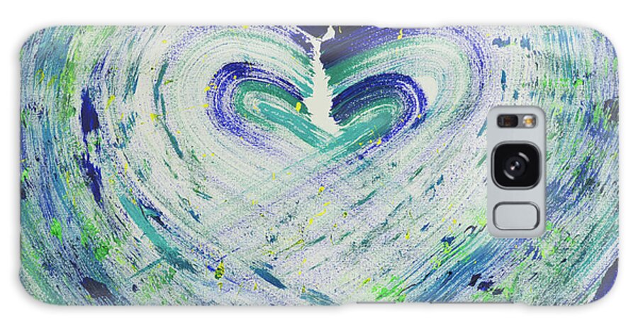 Abstract Galaxy Case featuring the painting Heart Centered Peace and Love by Angela Bushman