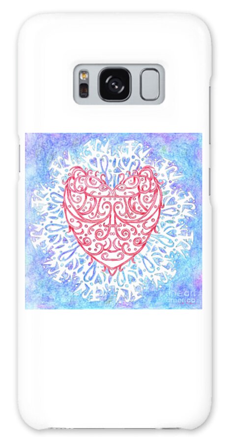 Lise Winne Galaxy S8 Case featuring the painting Heart in a Snowflake II by Lise Winne