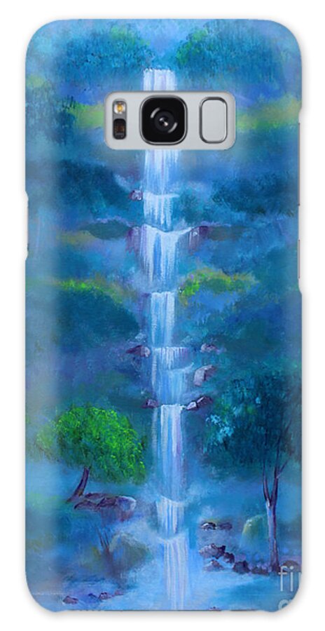 Landscape Galaxy Case featuring the painting Heavenly Falls by Stacey Zimmerman