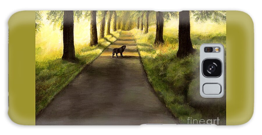 Lab Galaxy S8 Case featuring the painting Serenity - Walk with Black Labrador by Amy Reges