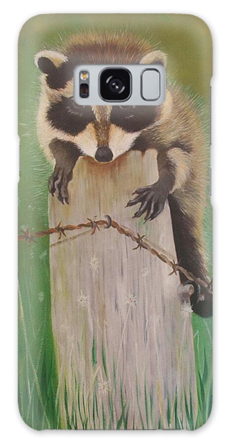 Racoon Galaxy Case featuring the painting Help by Jean Yves Crispo