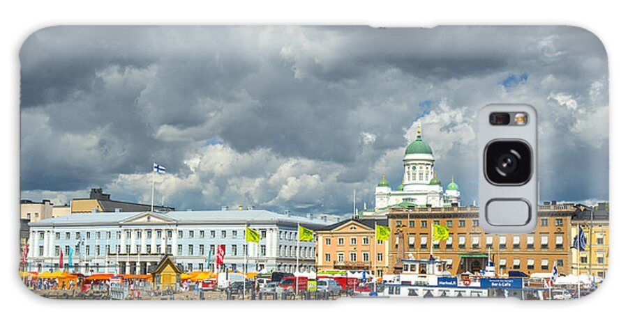 Helsinki; Finland; South Harbor; Harbor; Europe; Clouds; Boats; Ships; Market Square; Helsinki Cathedral Galaxy S8 Case featuring the photograph Helsinki, South Harbor by Mick Burkey