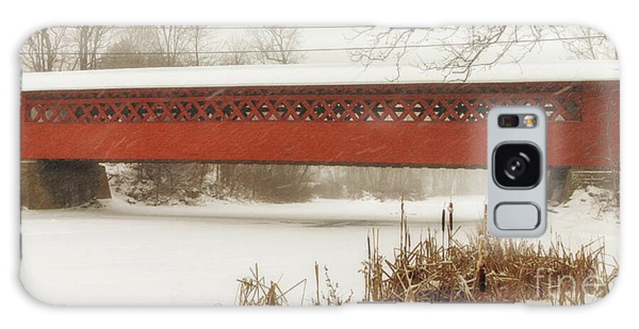Covered Bridge Galaxy Case featuring the photograph Henry Covered Bridge in Winter by Phil Spitze