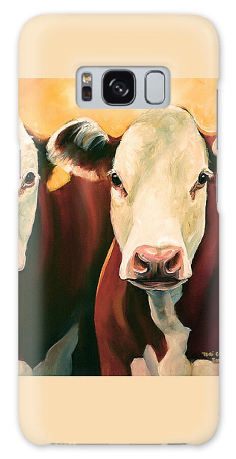 Cattle Print Galaxy Case featuring the painting Herefords by Toni Grote