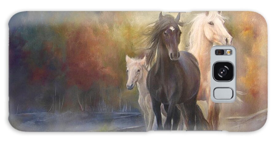 Horse Art Galaxy Case featuring the painting Hiding in the Mist by Karen Kennedy Chatham