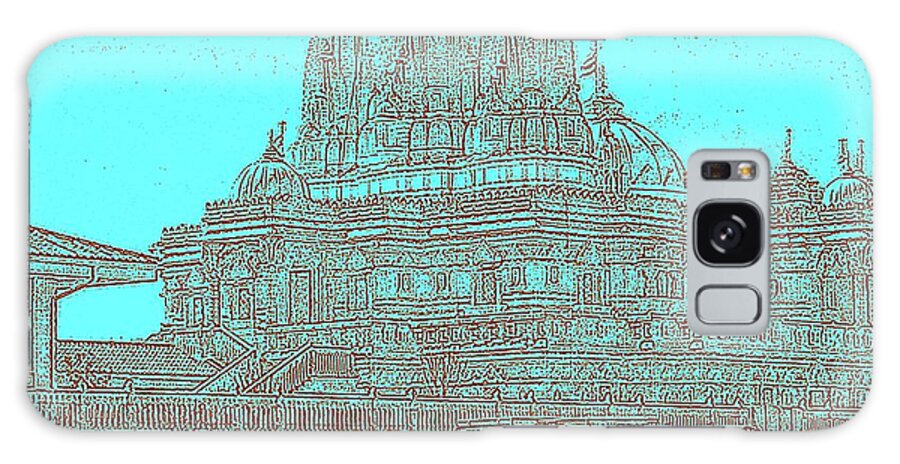 Orange Galaxy Case featuring the digital art Hindu Temple by Lessandra Grimley
