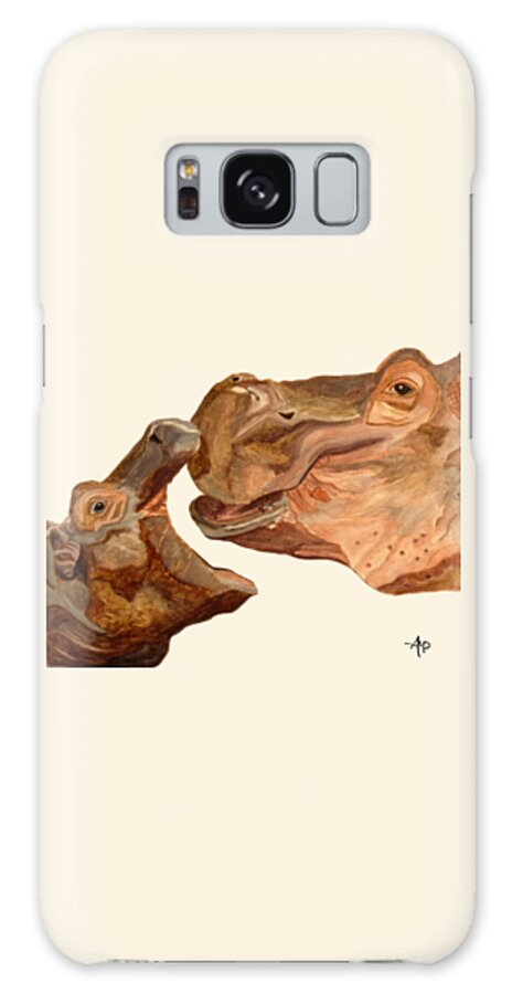 Hippos Galaxy Case featuring the painting Hippos by Angeles M Pomata