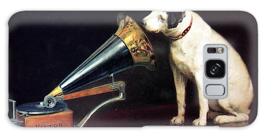 His Master's Voice Galaxy Case featuring the mixed media His Master's Voice - HMV - Dog and Gramophone - Vintage Advertising Poster by Studio Grafiikka