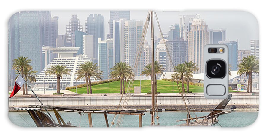 Doha Galaxy S8 Case featuring the photograph Historic dhow and towers by Paul Cowan