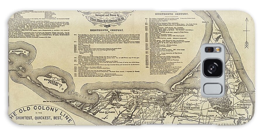 Nantucket Galaxy S8 Case featuring the digital art Historical Map of Nantucket from 1602-1886 by Toby McGuire