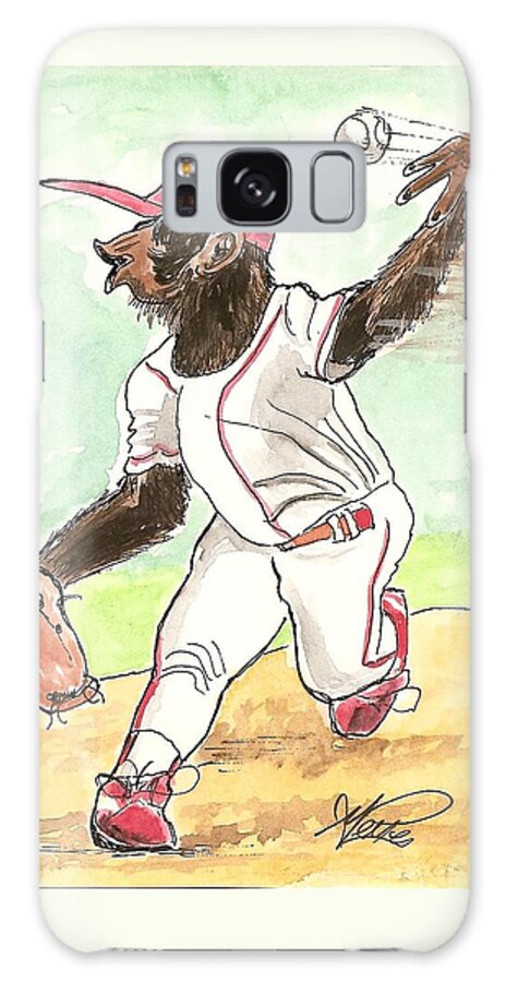 Baseball Galaxy S8 Case featuring the drawing Hit This by George I Perez