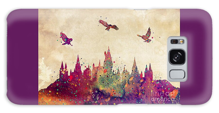 Hogwarts Castle Galaxy Case featuring the digital art Hogwarts Castle Watercolor Art Print by White Lotus
