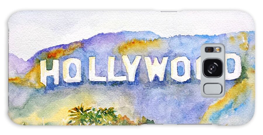 Hollywood Sign Galaxy Case featuring the painting Hollywood Sign California by Carlin Blahnik CarlinArtWatercolor