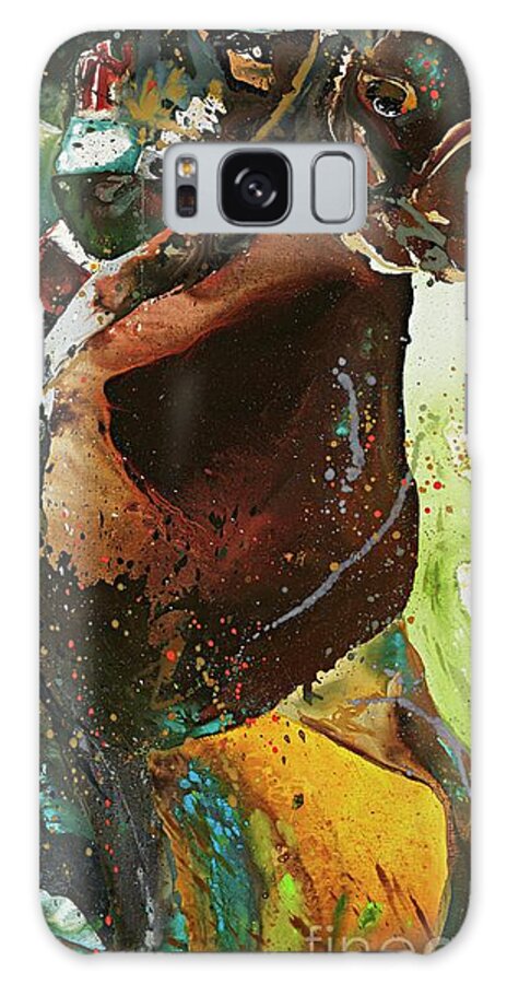 Horse And Jockey Galaxy Case featuring the painting Home Stretched by Kasha Ritter