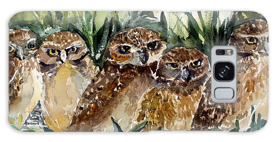 Owls Galaxy Case featuring the painting Hoo is Looking at Me? by Mindy Newman