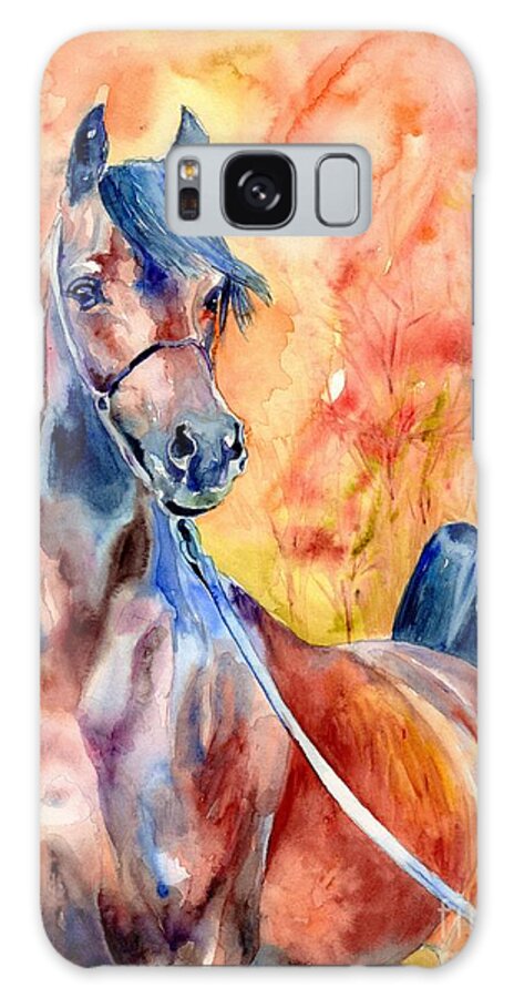 Horse Galaxy Case featuring the painting Horse On The Orange Background by Suzann Sines