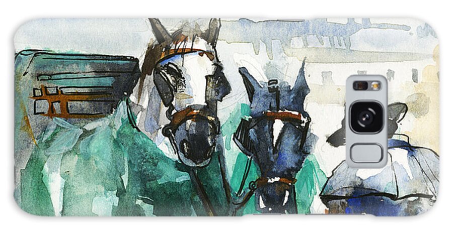 Horses Galaxy Case featuring the painting Horses by Kristina Vardazaryan