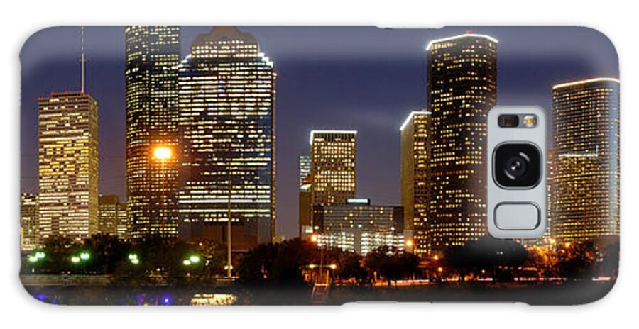 Houston Skyline Galaxy Case featuring the photograph Houston Skyline at NIGHT by Jon Holiday