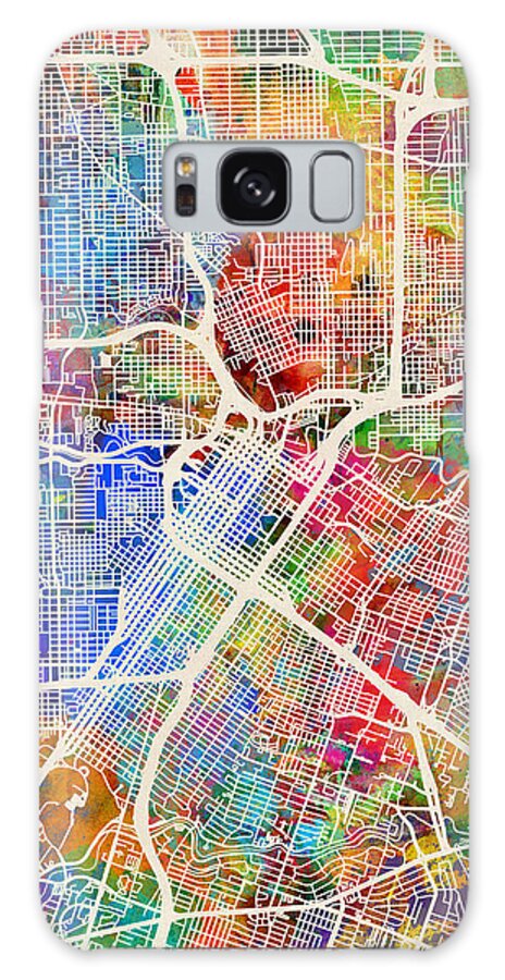 Street Map Galaxy Case featuring the digital art Houston Texas City Street Map by Michael Tompsett