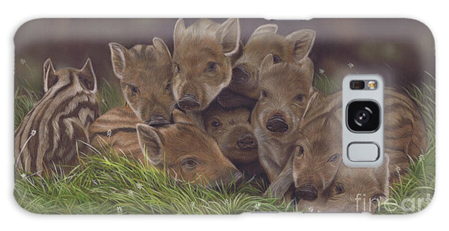 Wild Boar Galaxy Case featuring the painting Huddle of Humbugs by Karie-ann Cooper