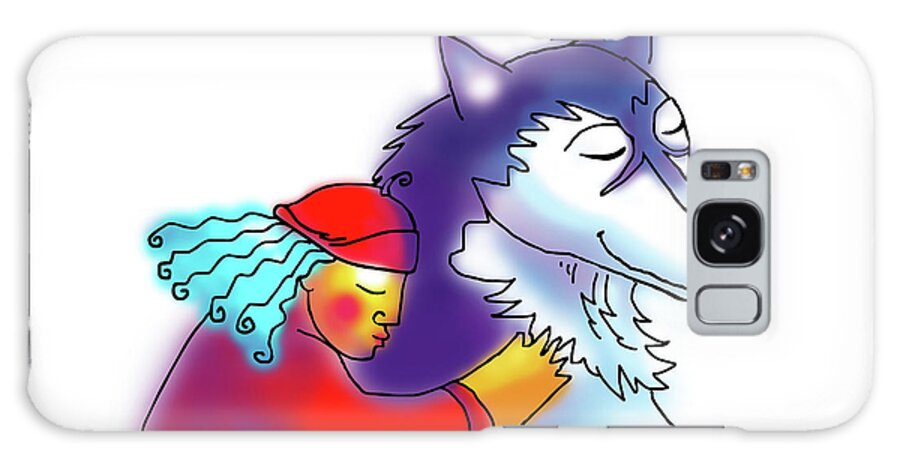 Dogs Galaxy Case featuring the drawing Husky Love by Angela Treat Lyon