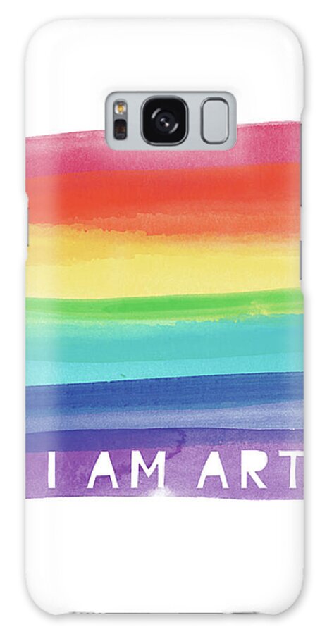 Rainbow Galaxy Case featuring the painting I AM ART Rainbow Stripe- Art by Linda Woods by Linda Woods