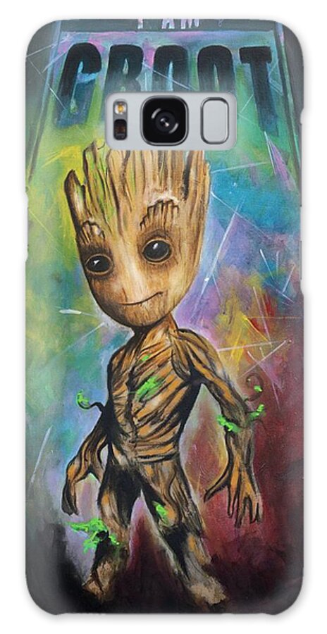 Groot Galaxy Case featuring the painting I Am Groot by Jamie Bishop