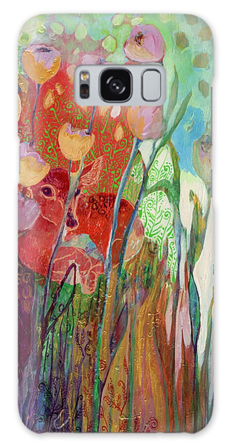 From The I Am Series Of Abstract Wildlife And Nature Images Galaxy Case featuring the painting I Am The Grassy Meadow by Jennifer Lommers