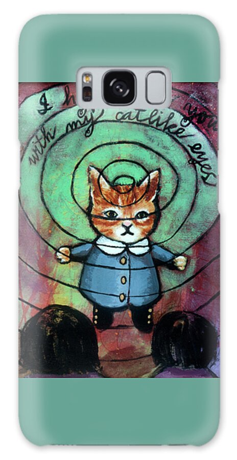 Cat Galaxy Case featuring the painting I Hypnotize You With My Catlike Eyes by Pauline Lim