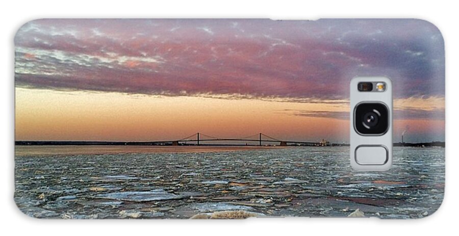 Ice Galaxy Case featuring the photograph Icy Delaware at Sunset by Ed Sweeney