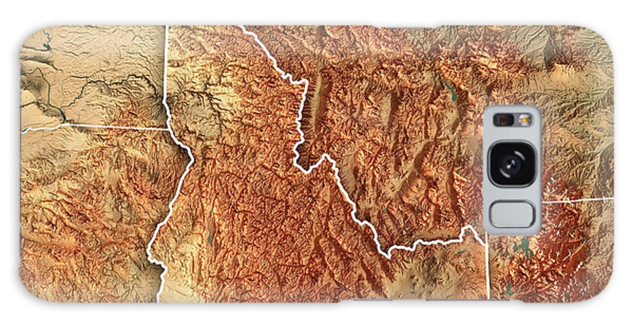 Idaho Galaxy Case featuring the digital art Idaho State USA 3D Render Topographic Map Border by Frank Ramspott