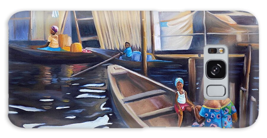 Black Galaxy Case featuring the painting Ilaje Makoko Obalende by Olaoluwa Smith