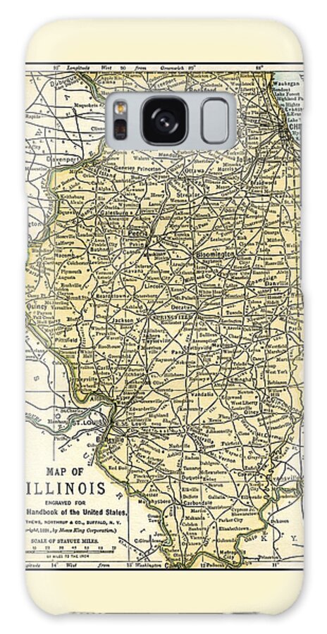 Map Galaxy S8 Case featuring the photograph Illinois Antique Map 1891 by Phil Cardamone