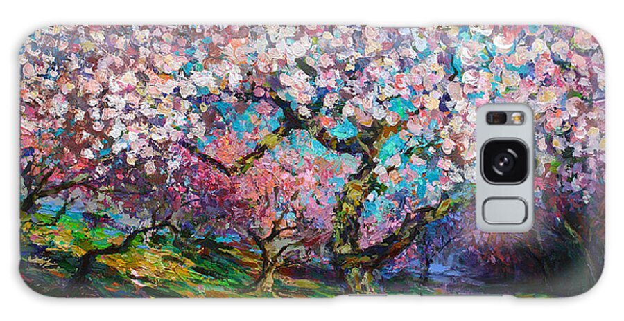 Spring Blossoms Painting Galaxy Case featuring the painting Impressionistic Spring Blossoms Trees Landscape painting Svetlana Novikova by Svetlana Novikova