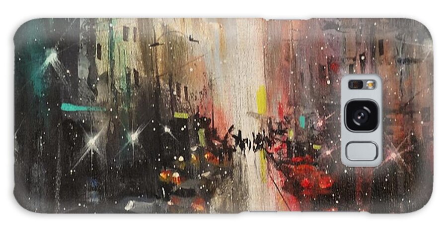 Night City Paintings Galaxy Case featuring the painting In The City by Tom Shropshire