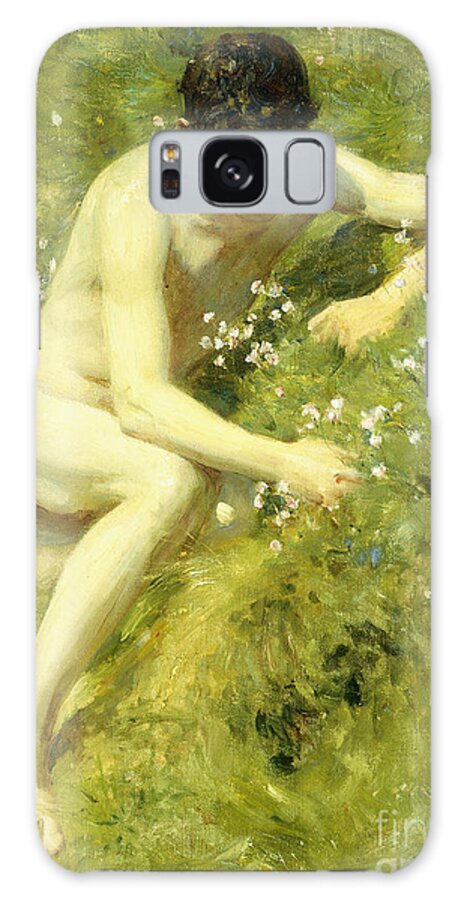 Countryside Galaxy Case featuring the painting In the Meadow, 1906 by Henry Scott Tuke by Henry Scott Tuke