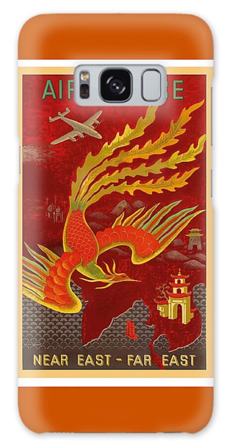 Near East Galaxy Case featuring the digital art India, China and Japan, the Bird of Paradise countries - Air France Vintage Airline Travel Poster by Retro Graphics
