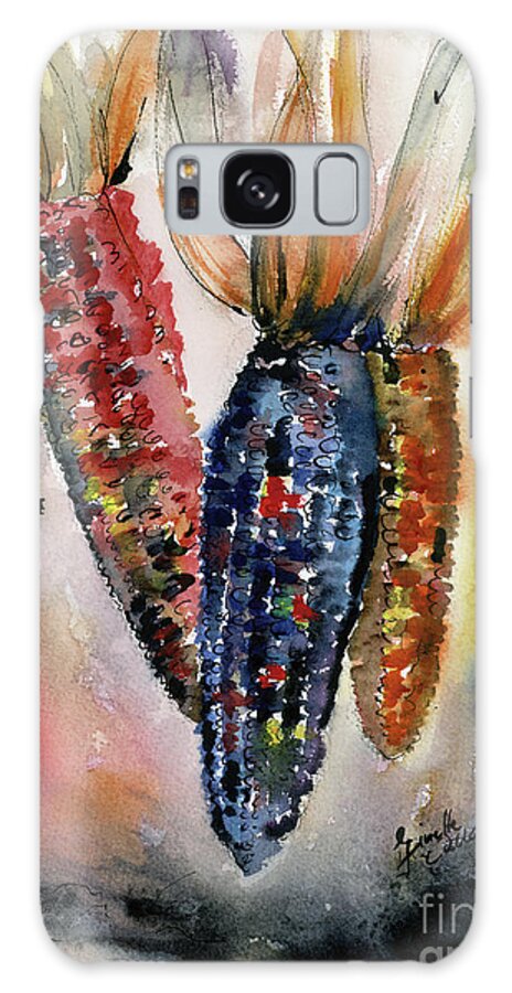 Corn Galaxy Case featuring the painting Indian Corn Food Art Watercolor by Ginette Callaway