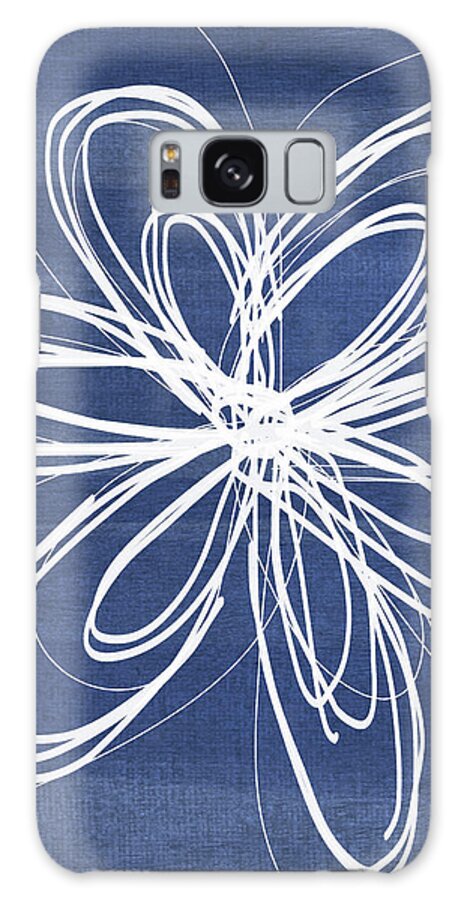 Indigo Galaxy Case featuring the mixed media Indigo and White Flower- Art by Linda Woods by Linda Woods