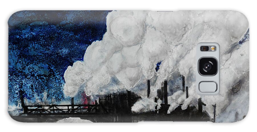 Encaustic Galaxy Case featuring the painting Industry at Night by Anita Thomas