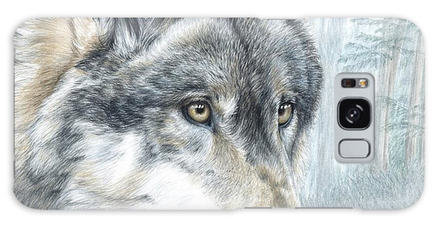 Wolf Galaxy Case featuring the drawing Intent Eyes by Carla Kurt