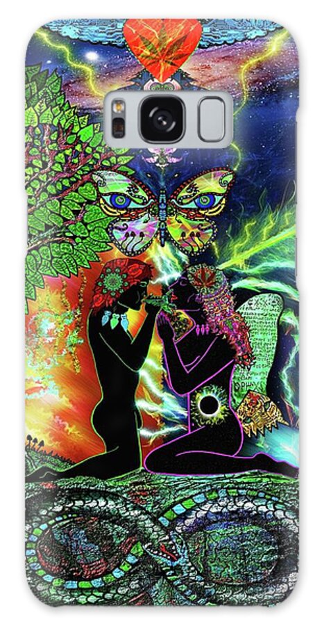Visionary Art Galaxy Case featuring the mixed media Interdimensional Amor by Myztico Campo