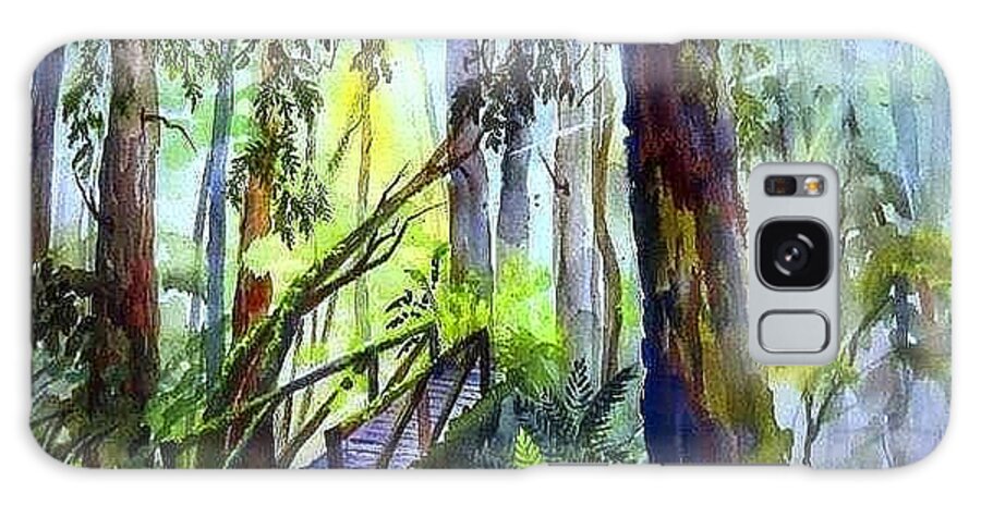 Misty Redwoods Galaxy Case featuring the painting Into The Mist by Esther Woods