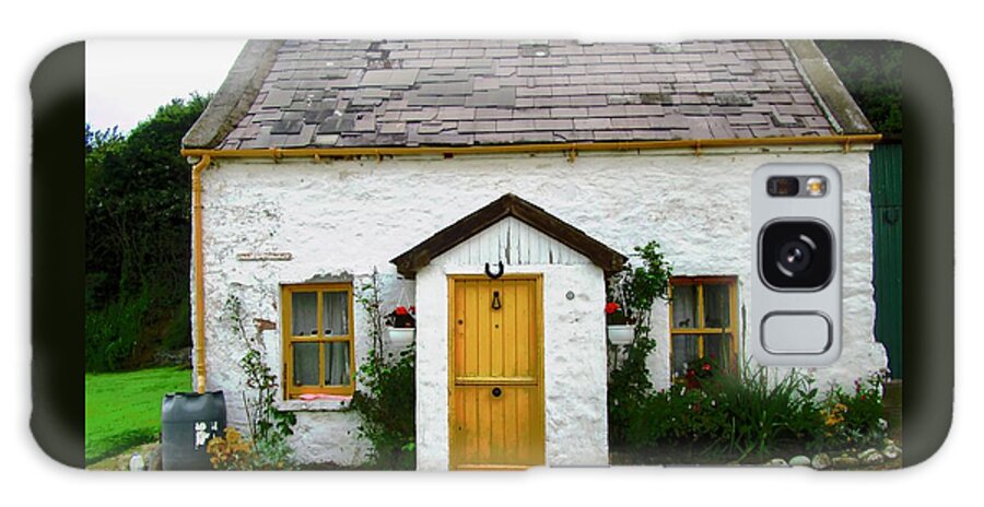 Cottage Galaxy Case featuring the photograph Irish Cottage with a yellow door by Stephanie Moore