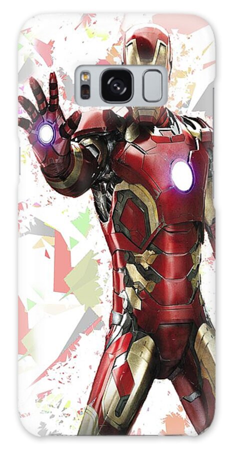 Iron Man Galaxy Case featuring the mixed media Iron Man Splash Super Hero Series by Movie Poster Prints