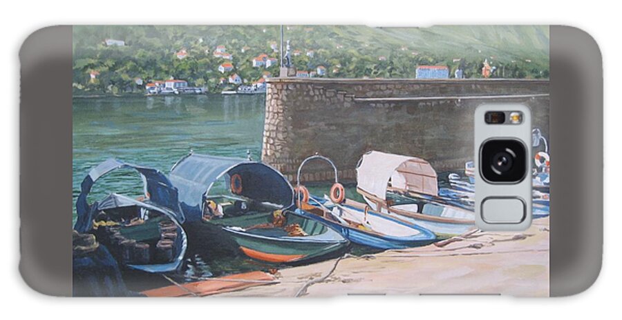 Boats Galaxy Case featuring the painting Isola Pescatori Fishing Boats by Connie Schaertl
