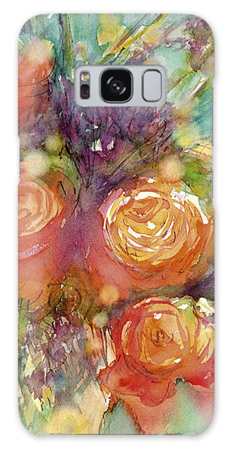 Flowers Galaxy Case featuring the painting It's a Teal World by Judith Levins